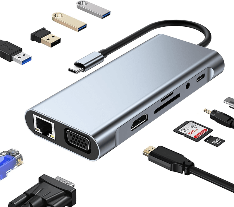 Adaptateur Multifonction TYPE-C vers HDTV 11-en-1 Connectivité Totale