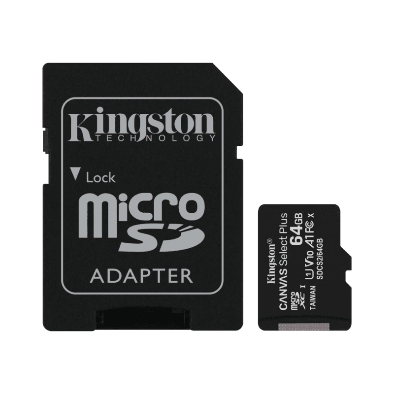 Carte mémoire Kingston Canvas Select Plus microSD 64GB avec adaptateur